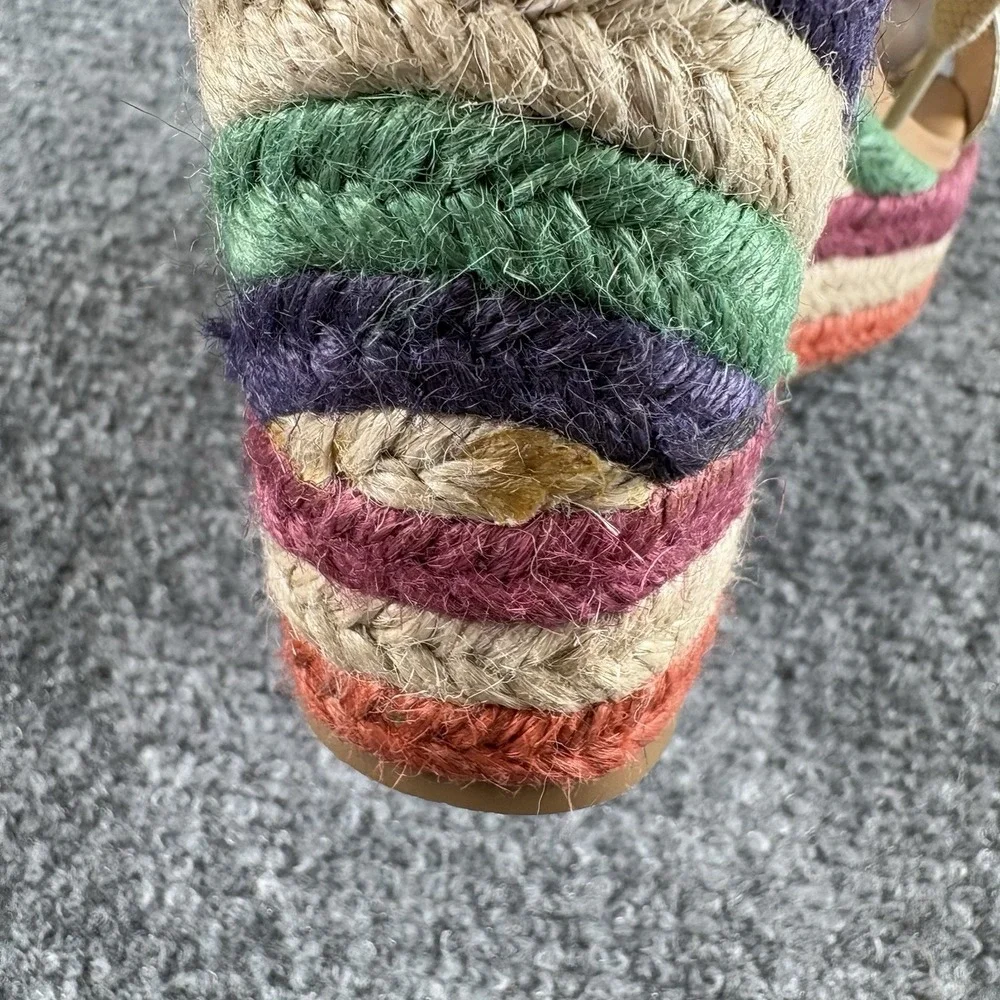 Kate Spade Gold Espadrille Wedge Sandals Women's 9M‎ Lace Up Rainbow Boho 5